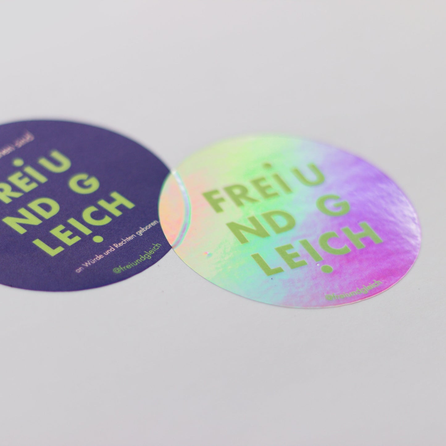 10er-Pack Sticker "Frei und Gleich" Silber/Glanz